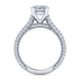 IN STOCK 18K White Gold Diamond Pave Side Stones Engagement Ring