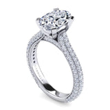 IN STOCK 18K White Gold Diamond Pave Side Stones Engagement Ring