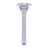 IN STOCK 18K White Gold Diamond Pave Side Stones Engagement Ring
