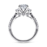 IN STOCK 14K White Gold Three Stone with Diamond Shank Engagement Ring