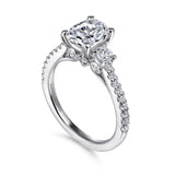 IN STOCK 14K White Gold Three Stone with Diamond Shank Engagement Ring