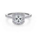 IN STOCK Platinum Diamond Square Halo Engagement Ring