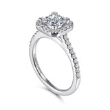 IN STOCK Platinum Diamond Square Halo Engagement Ring