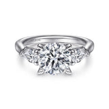 IN STOCK Platinum 3 Stone Diamond Pear Side Diamond Engagement Ring