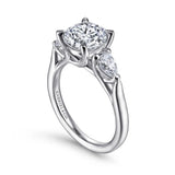 IN STOCK Platinum 3 Stone Diamond Pear Side Diamond Engagement Ring
