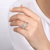 IN STOCK Platinum 3 Stone Diamond Pear Side Diamond Engagement Ring