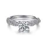IN STOCK 14K White Gold Diamond Twisted Shank Engagement Ring