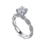 IN STOCK 14K White Gold Diamond Twisted Shank Engagement Ring
