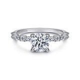 IN STOCK 14K White Gold Alternating Round and Marquise Diamond and Hidden Halo Diamond Engagement Ring