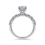 IN STOCK 14K White Gold Alternating Round and Marquise Diamond and Hidden Halo Diamond Engagement Ring