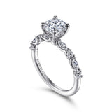 IN STOCK 14K White Gold Alternating Round and Marquise Diamond and Hidden Halo Diamond Engagement Ring