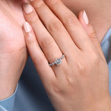 IN STOCK 14K White Gold Alternating Round and Marquise Diamond and Hidden Halo Diamond Engagement Ring