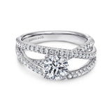 IN STOCK White Gold Round Free Form Overlapping Dia Rows Diamond Engagement Ring