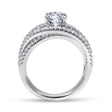 IN STOCK White Gold Round Free Form Overlapping Dia Rows Diamond Engagement Ring