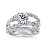 IN STOCK White Gold Round Free Form Overlapping Dia Rows Diamond Engagement Ring