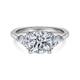 IN STOCK Platinum 3 Stone Trillion Cut Side Diamond Engagement Ring