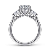 IN STOCK Platinum 3 Stone Trillion Cut Side Diamond Engagement Ring