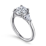 IN STOCK Platinum 3 Stone Trillion Cut Side Diamond Engagement Ring