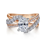 IN STOCK 14K White-Rose Gold Oval Diamond Free Form Engagement Ring - Bay Hill Jewelers