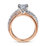 IN STOCK 14K White-Rose Gold Oval Diamond Free Form Engagement Ring - Bay Hill Jewelers
