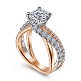 IN STOCK 14K White-Rose Gold Oval Diamond Free Form Engagement Ring - Bay Hill Jewelers