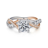 IN STOCK 14K White-Rose Gold Diamond Infinity Twist Sides Engagement Ring