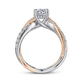 IN STOCK 14K White-Rose Gold Diamond Infinity Twist Sides Engagement Ring