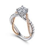 IN STOCK 14K White-Rose Gold Diamond Infinity Twist Sides Engagement Ring