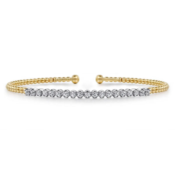14K White-Yellow Gold Bujukan Diamond Cuff Bracelet