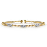 14K White-Yellow Gold Bujukan Diamond Marquise Stations Bangle