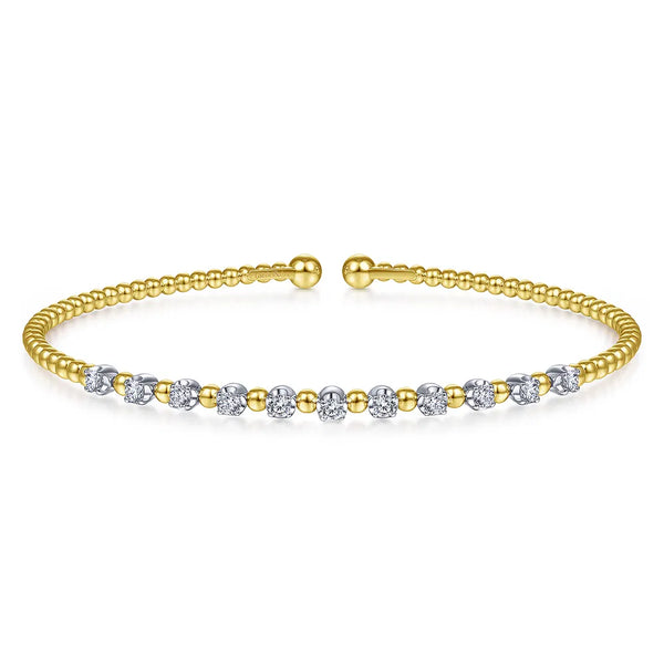14K White-Yellow Gold Bujukan Diamond Split Bangle