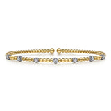14K White-Yellow Gold Bujukan Diamond Stations Bangle