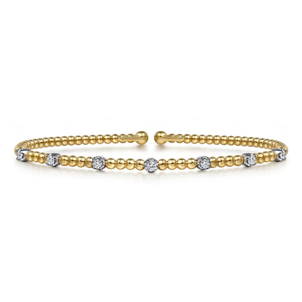 14K White-Yellow Gold Bujukan Diamond Stations Bangle