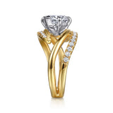 IN STOCK 14K White-Yellow Gold Bypass Marquise Shape Diamond Engagement Ring