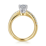 IN STOCK 14K White-Yellow Gold Bypass Marquise Shape Diamond Engagement Ring