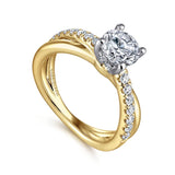 IN STOCK 14K White-Yellow Gold Bypass Marquise Shape Diamond Engagement Ring