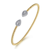 14K White and Yellow Gold Diamond Pear Shape Bujukan Bangle