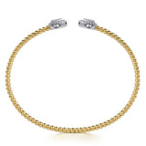 14K White and Yellow Gold Diamond Pear Shape Bujukan Bangle