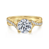 IN STOCK 114K Yellow Gold Twisted Round Diamond Engagement Ring