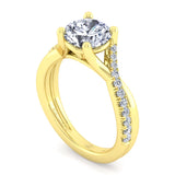 IN STOCK 114K Yellow Gold Twisted Round Diamond Engagement Ring