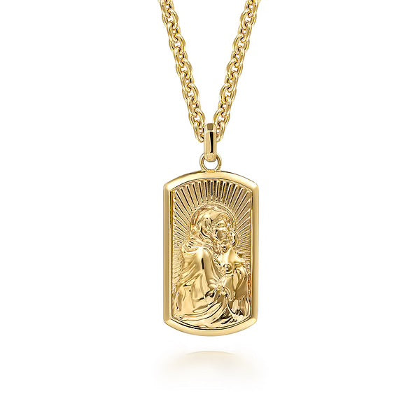 bay-hill-jewelers-Gabriel-14K-Yellow-Gold-Virgin-Mary-Jesus-Mens-Pendant