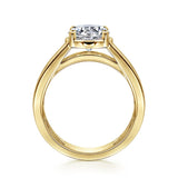 IN STOCK 14K Yellow Gold Wide Band Channel-Set Round Diamond Engagement Ring