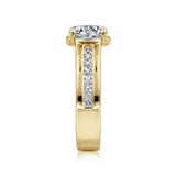 IN STOCK 14K Yellow Gold Wide Band Channel-Set Round Diamond Engagement Ring