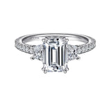 IN STOCK 18K White Gold Emerald Cut Three Stone Diamond Engagement Ring - Bay Hill Jewelers