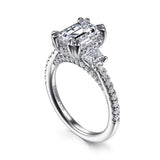 IN STOCK 18K White Gold Emerald Cut Three Stone Diamond Engagement Ring - Bay Hill Jewelers