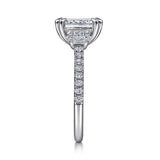 IN STOCK 18K White Gold Emerald Cut Three Stone Diamond Engagement Ring - Bay Hill Jewelers