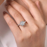 IN STOCK 18K White Gold Emerald Cut Three Stone Diamond Engagement Ring - Bay Hill Jewelers