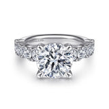 IN STOCK Platinum Alternating Round and Emerald Cut Diamond Engagement Ring