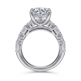 IN STOCK Platinum Alternating Round and Emerald Cut Diamond Engagement Ring