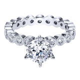 IN STOCK 18K White Gold Bezel Set Round Diamond Eternity Engagement Ring - Bay Hill Jewelers